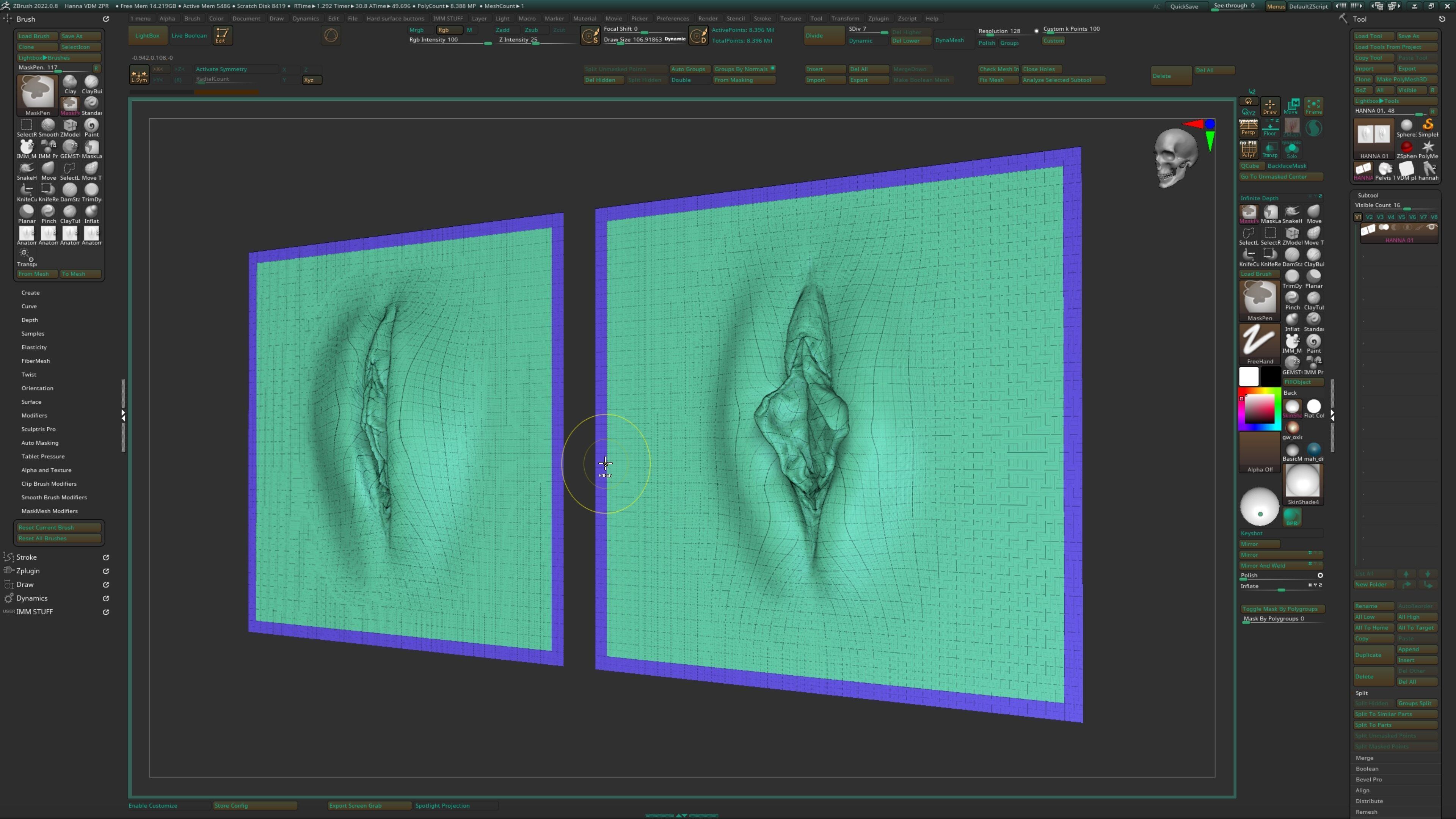 HANNAH- ZBRUSH VDM- OBJ- FEMALE ANATOMY 3D model_7