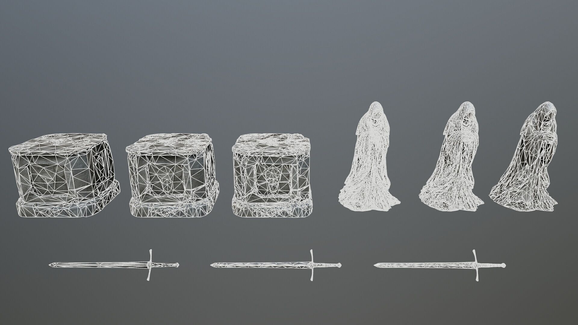 Ruin set Low-poly 3D model_9