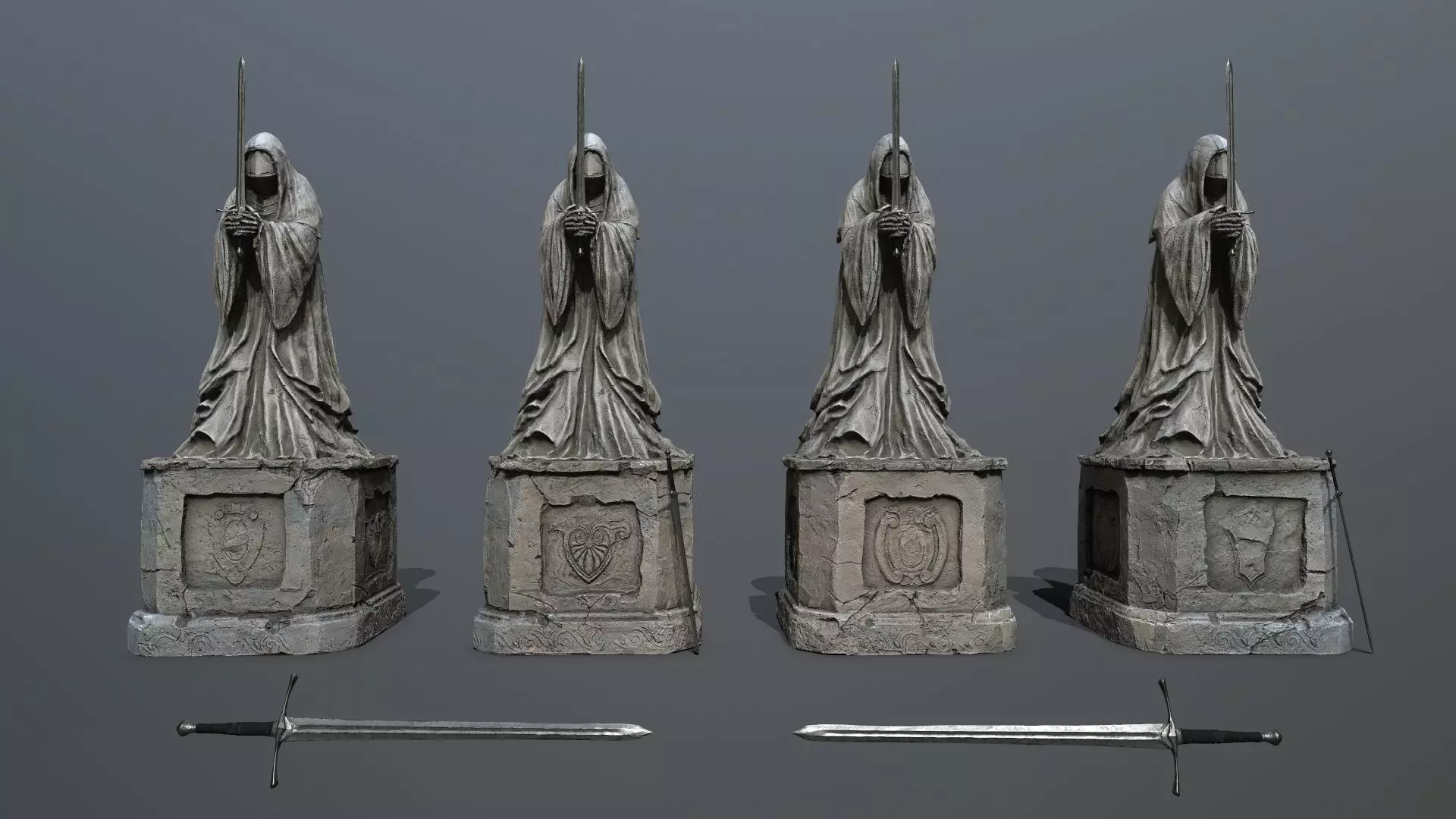 Ruin set Low-poly 3D model_0