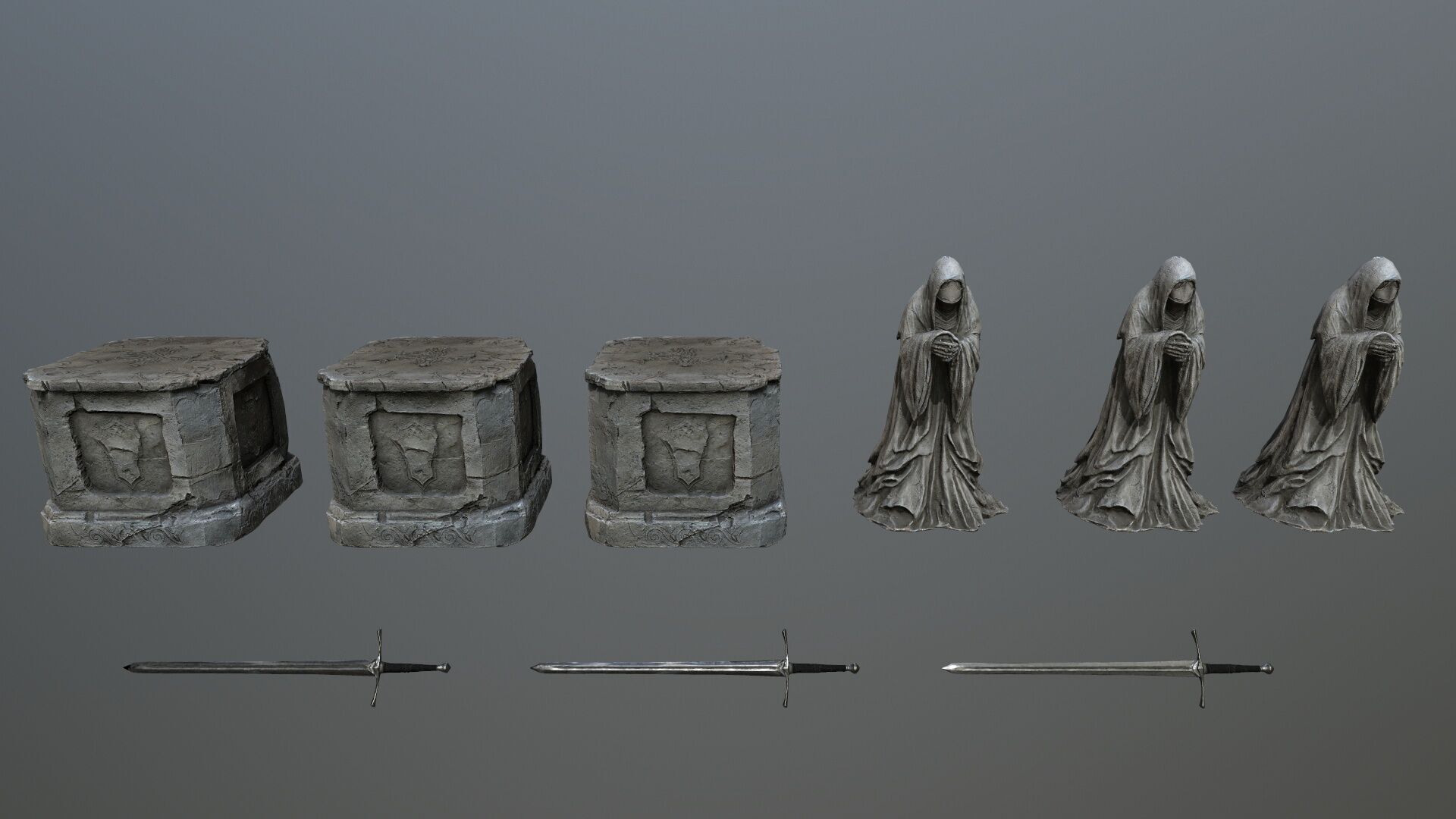 Ruin set Low-poly 3D model_8