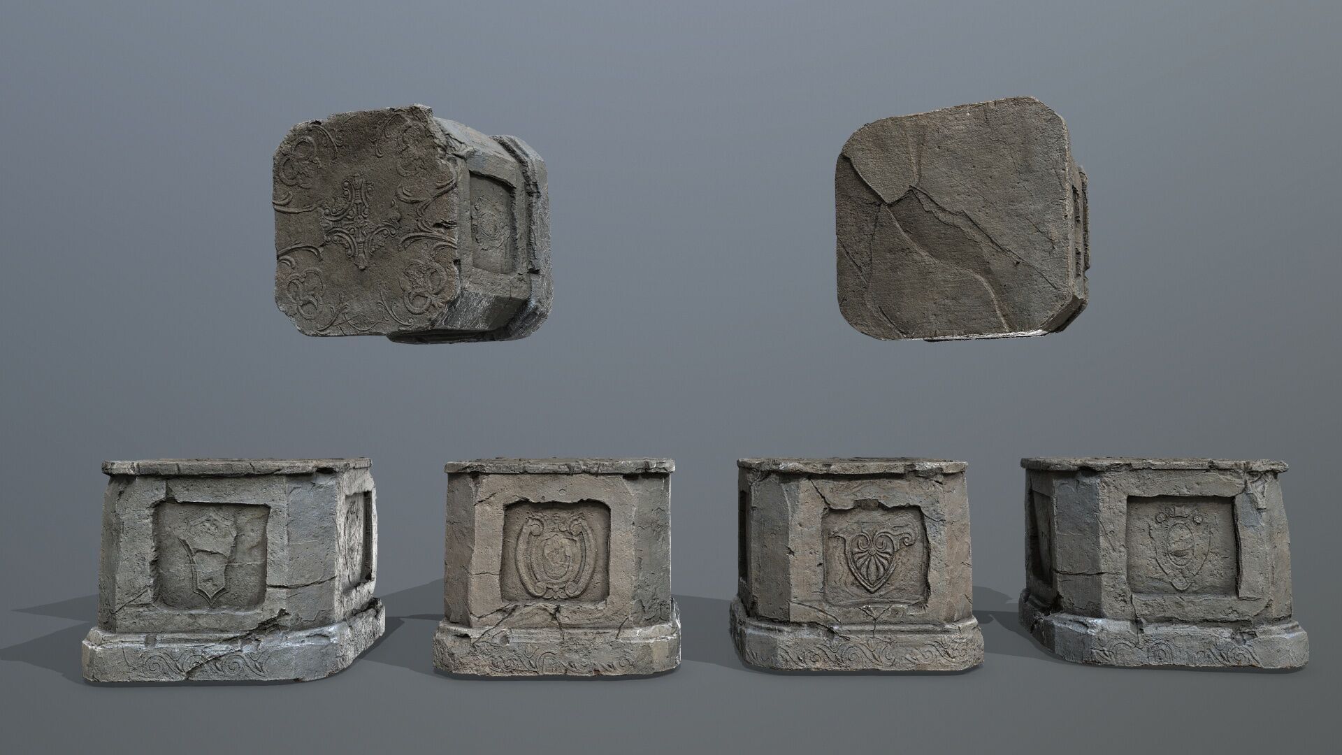 Ruin set Low-poly 3D model_3