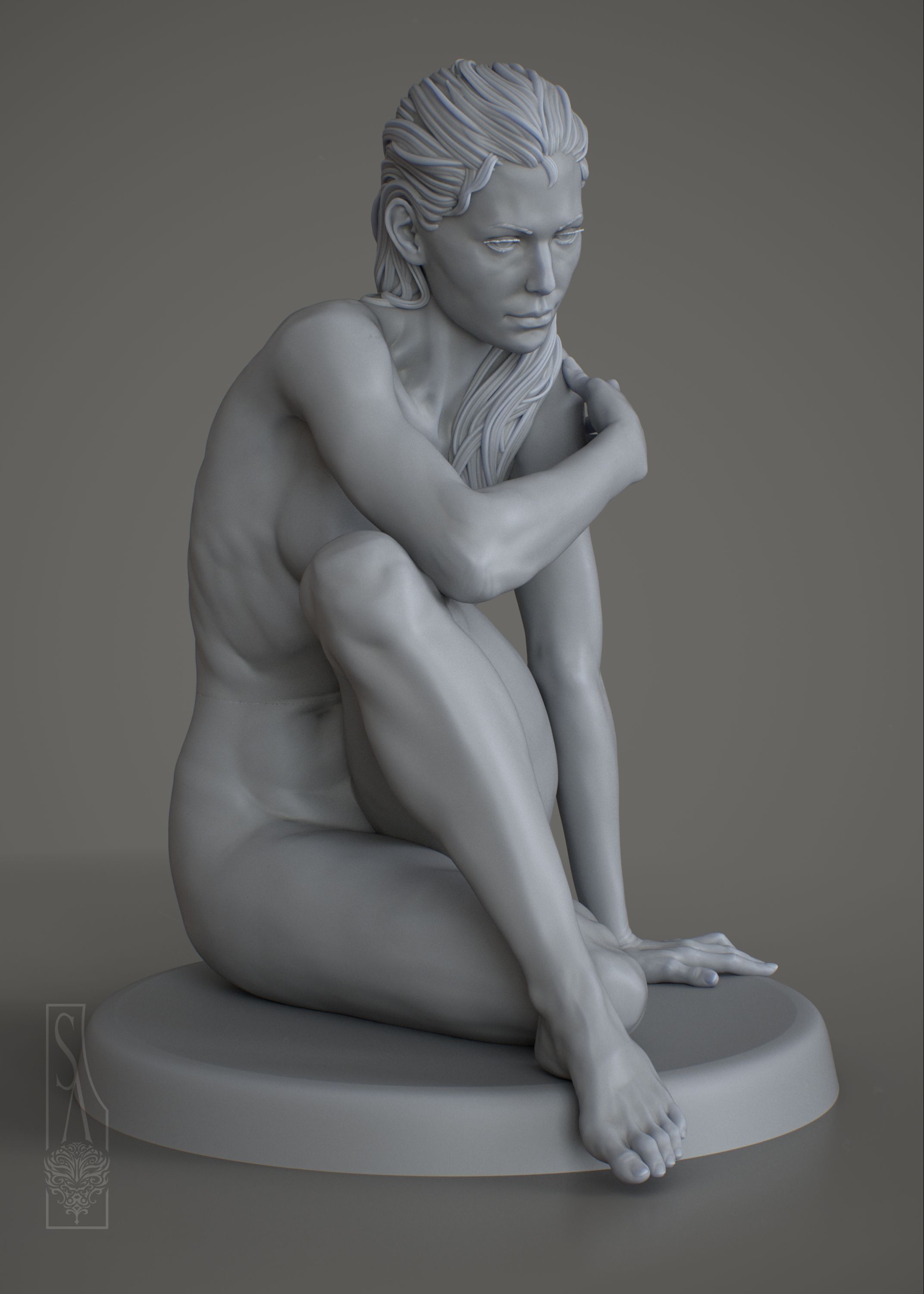 The Pondering Muse - 3D print model 3D model_4