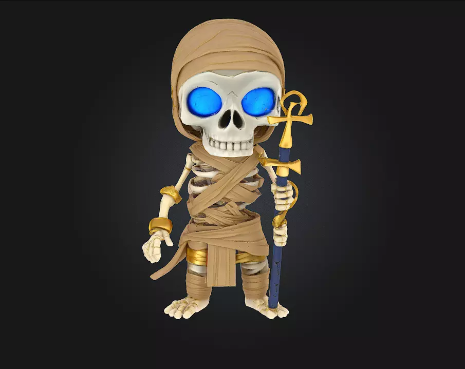Chibi Mummy Skeleton Guardian 3D print model_0