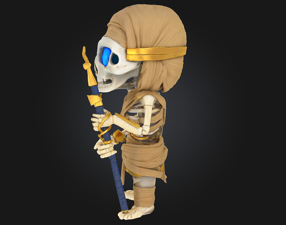 Chibi Mummy Skeleton Guardian 3D print model_3
