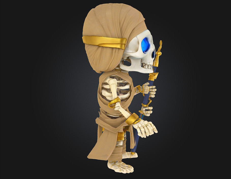 Chibi Mummy Skeleton Guardian 3D print model_4