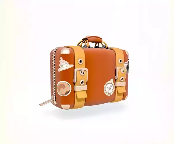 Suitcase with Travel Stickers 3d icon