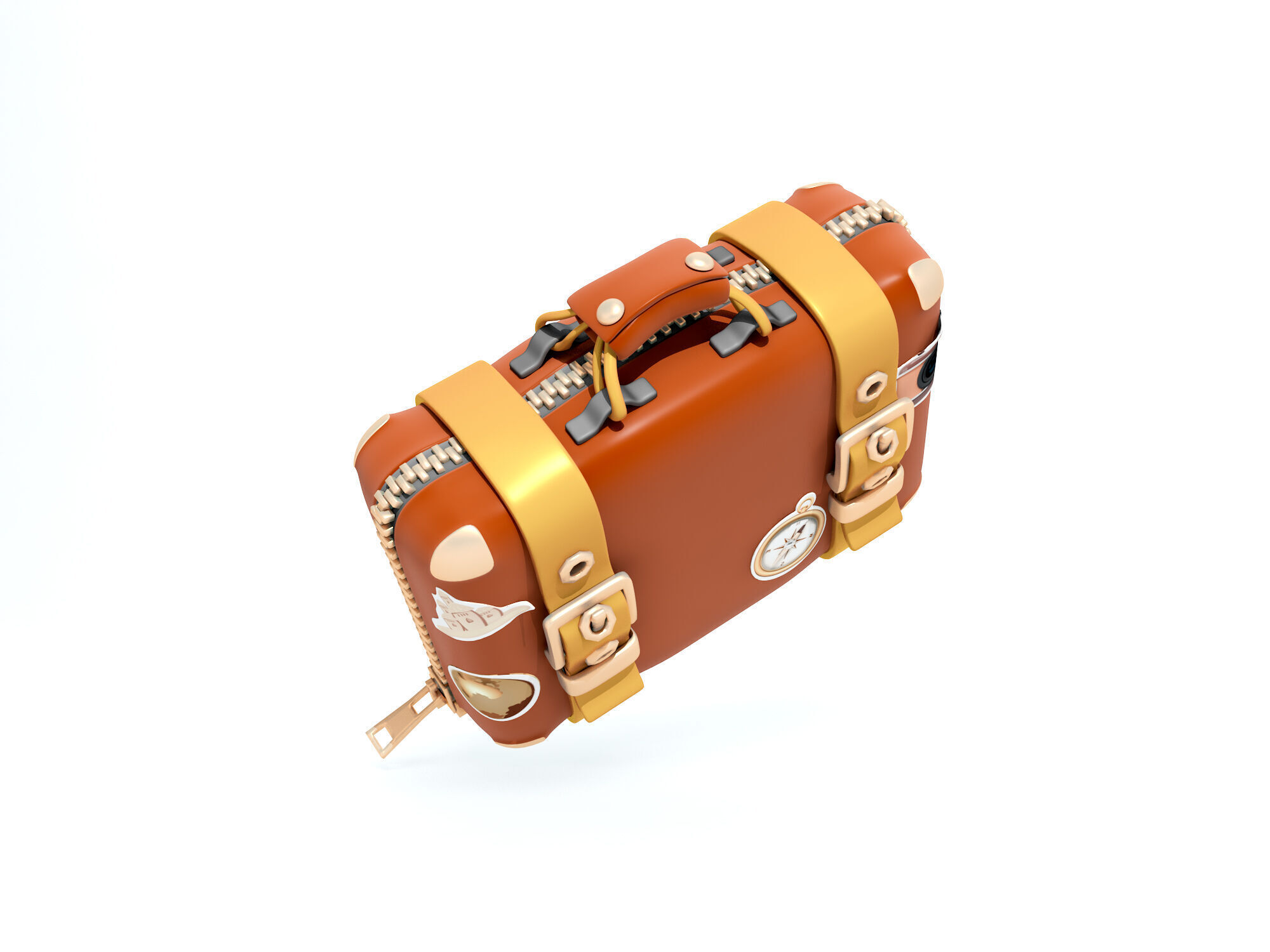 Suitcase with Travel Stickers 3d icon 3D model_2