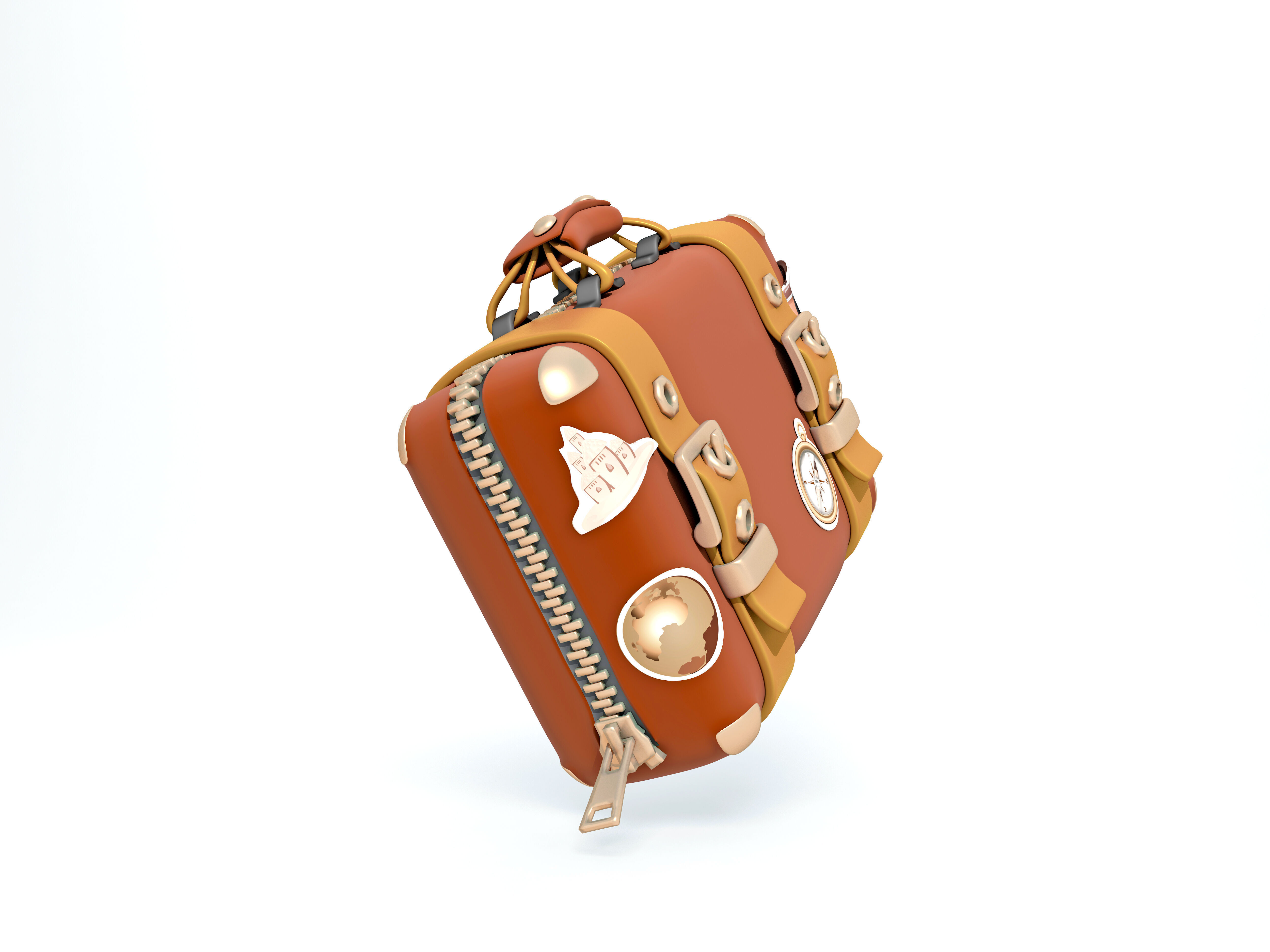 Suitcase with Travel Stickers 3d icon 3D model_1