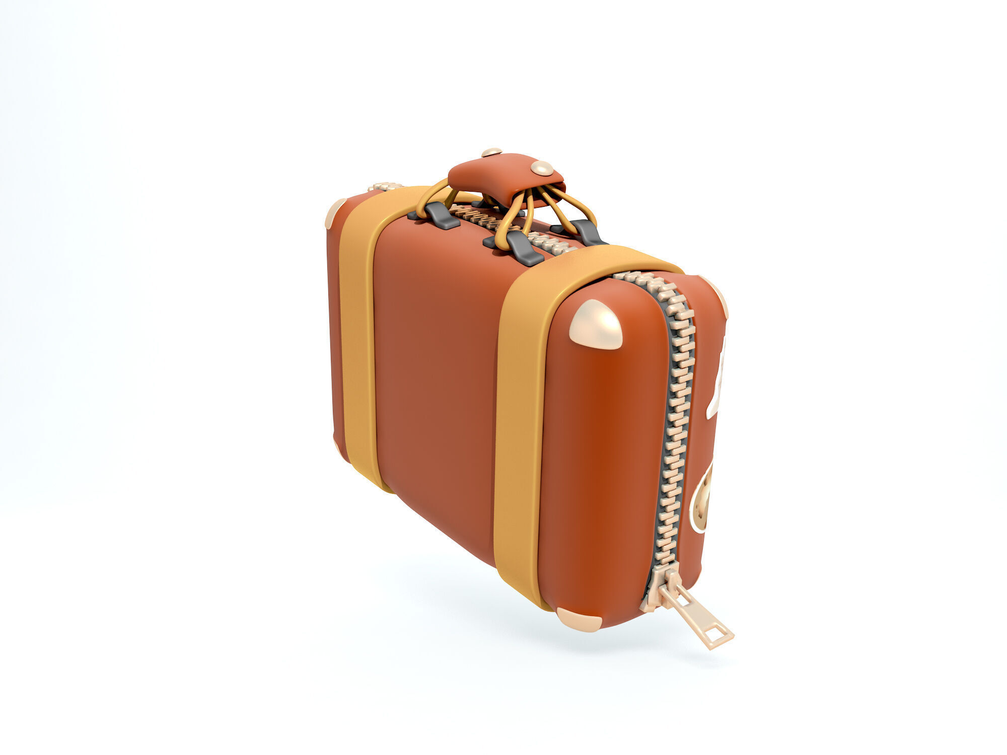 Suitcase with Travel Stickers 3d icon 3D model_4
