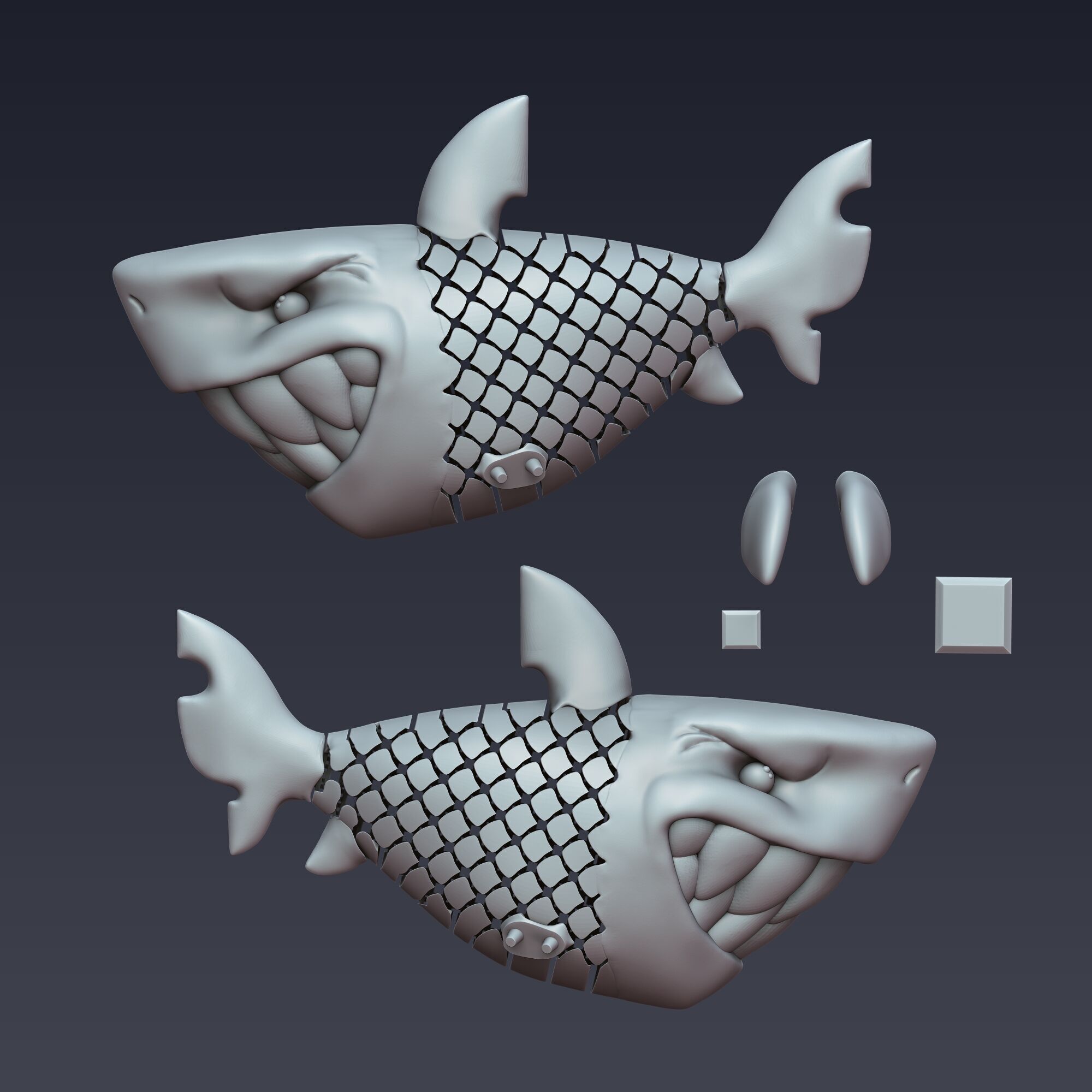 White Shark Articulated 3D print model_5