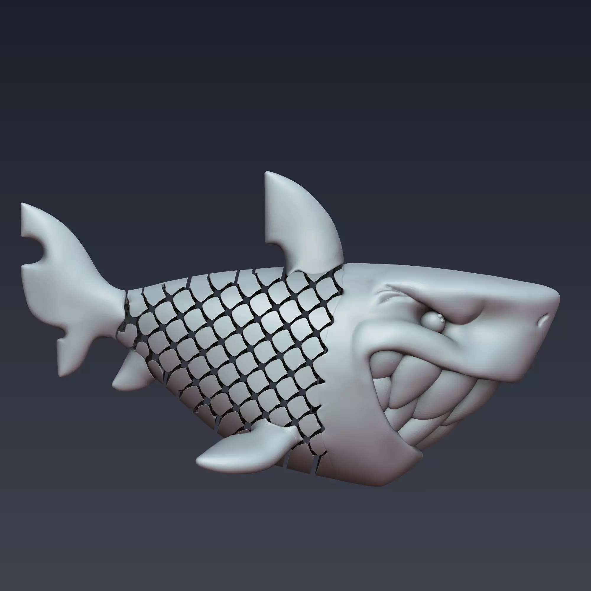 White Shark Articulated 3D print model_0