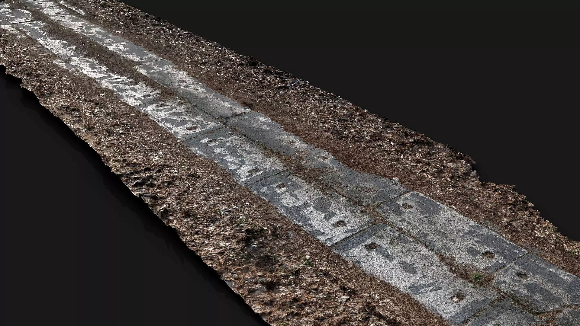 abandoned concrete forest road photogrammetry Low-poly 3D model_0