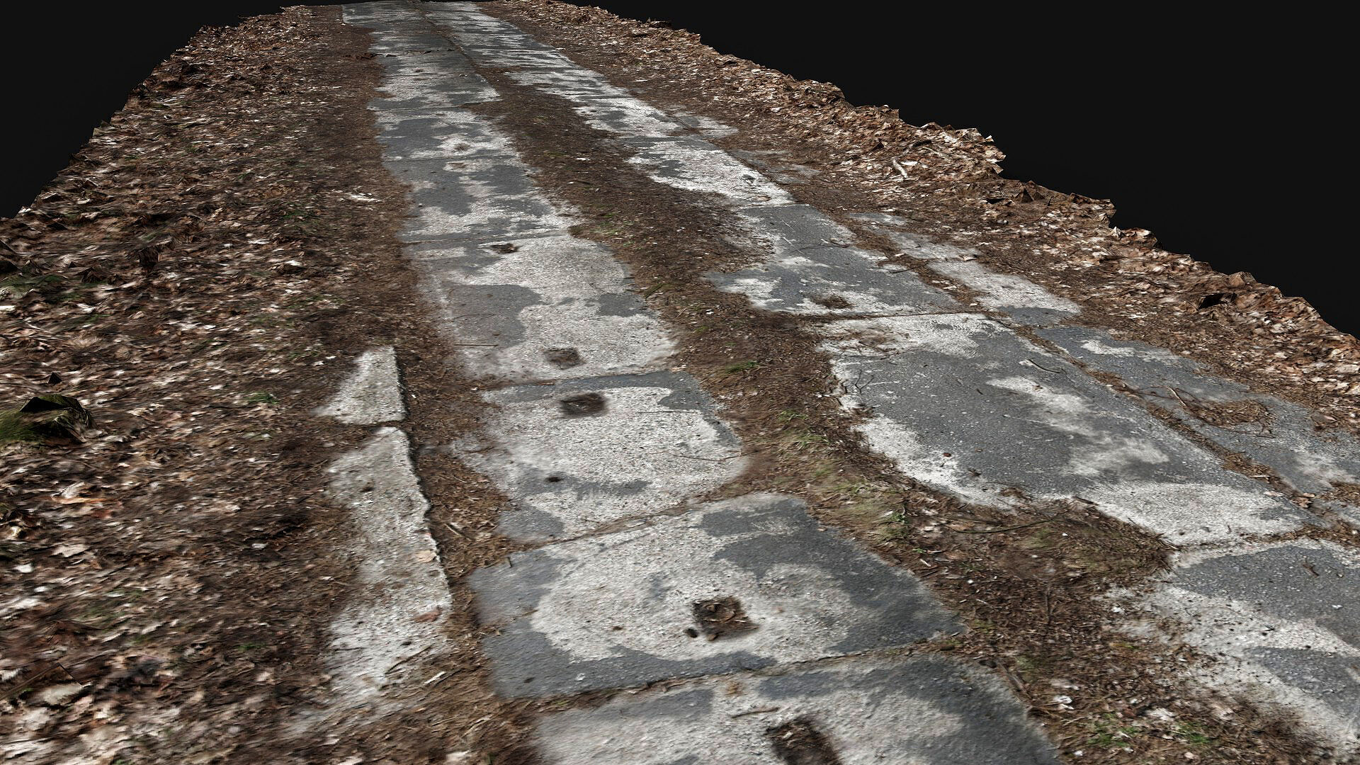 abandoned concrete forest road photogrammetry Low-poly 3D model_3