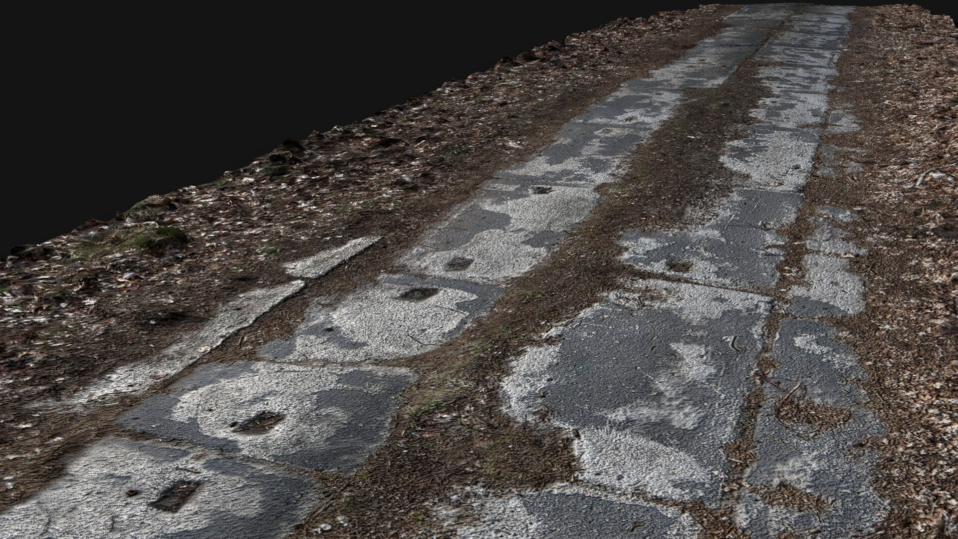 abandoned concrete forest road photogrammetry Low-poly 3D model_1