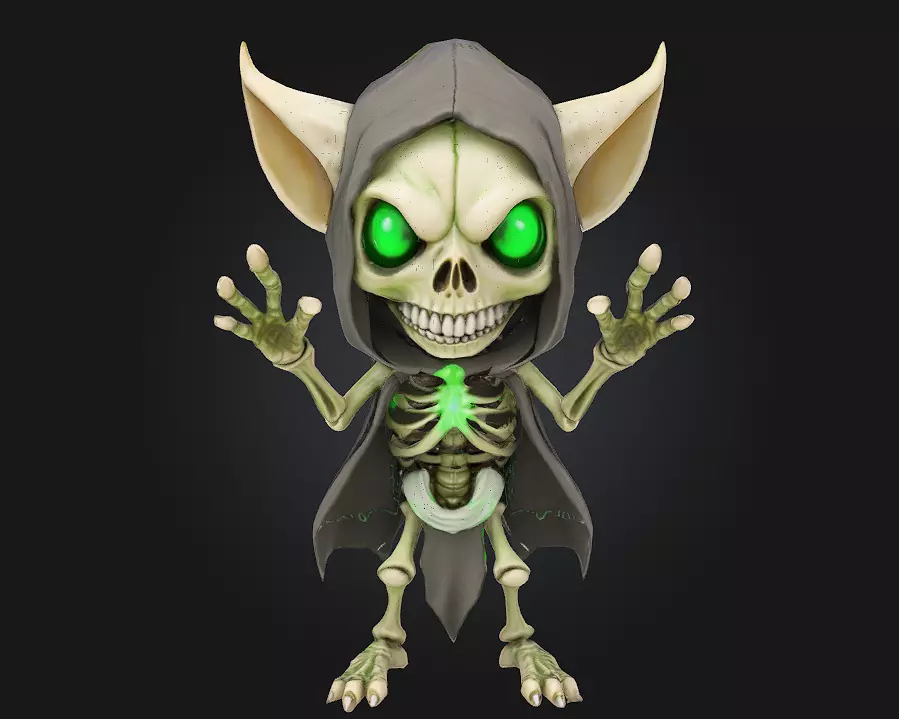 Chibi Skeleton Goblin Rogue 3D print model_0