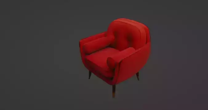 Mid-Century Modern Red Lounge Chair  3D Model