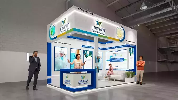 Exhibition Stand 5x3 2Sides D2V1 3D model 3D model