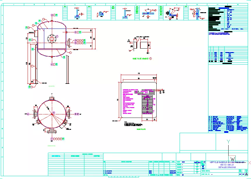 Pressure Vessel 2000kPag and 450L Drawing 3D model