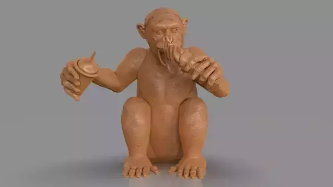 Chimp Ice Cream Addict 3D print model