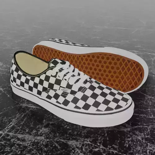 VANS AUTHENTIC GOLDEN COAST BLACK WHITE 3D SHOES  Low-poly 3D model