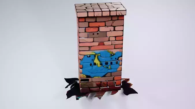 Low Poly Brick Wall - Stylized Urban 