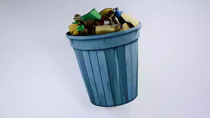 Stylized Trash Bin - Low Poly City Scene Prop