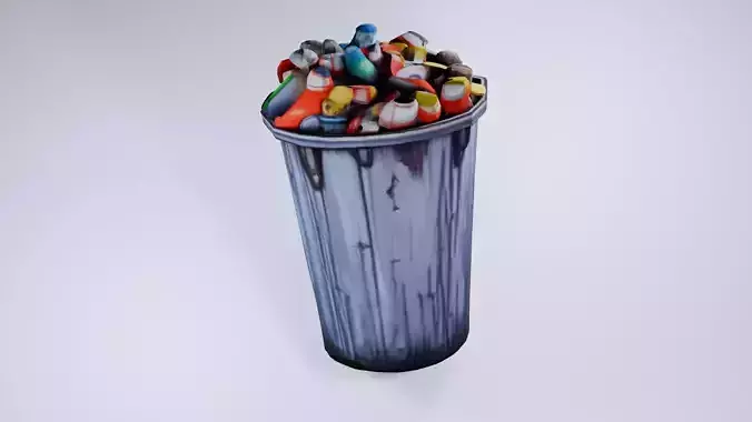 Urban Trash Can - Low Poly 3D Visualization Asset