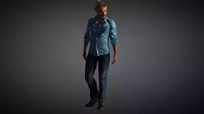 Realistic 3d character fully rigged game and animation ready Low-poly 3D model