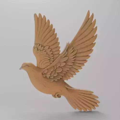 Wall Hanging Pigeon Bird Dove in Flight Sculpture Flat Back