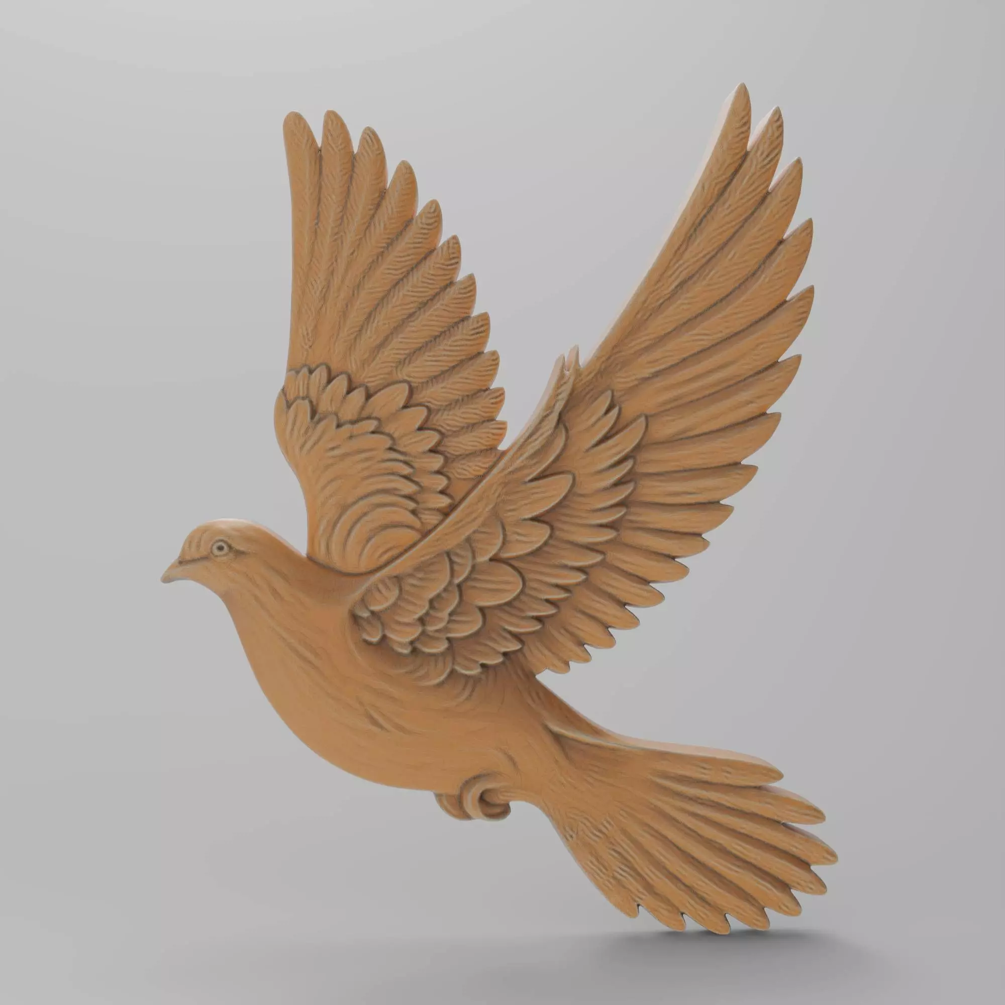 Wall Hanging Pigeon Bird Dove in Flight Sculpture Flat Back 3D print model_0