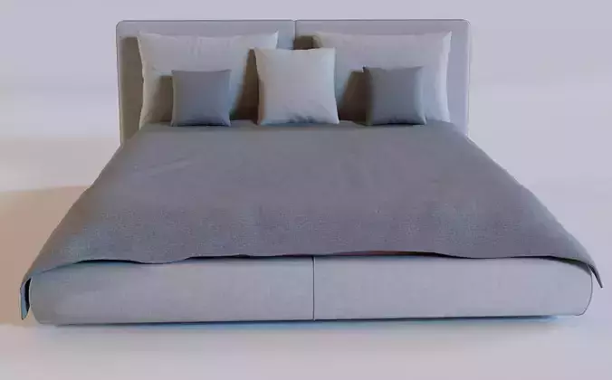 Realistic Bed 3D Model  High and Low Poly Versions Included