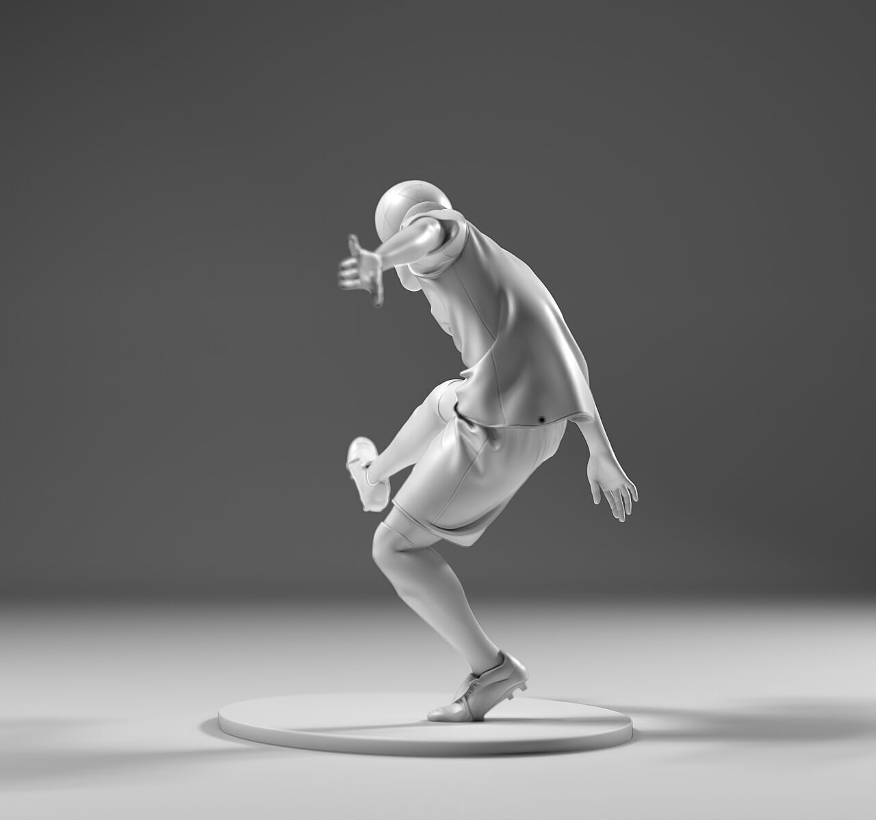 Footballer 05 HeadStrike 01 Stl 3D print model_4