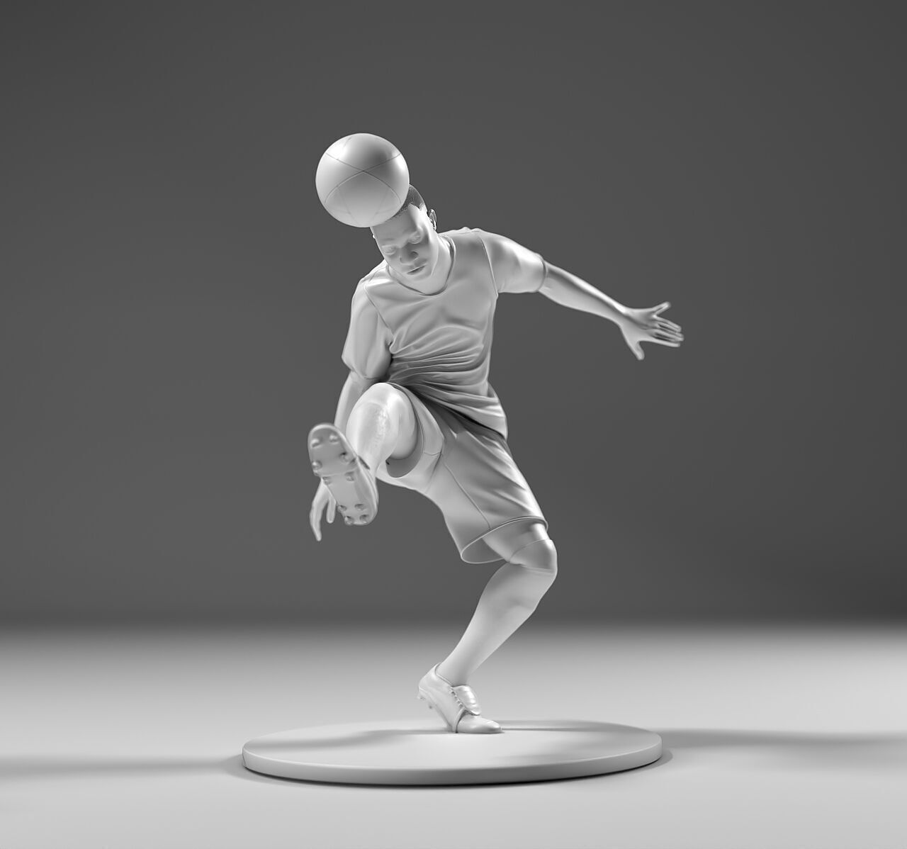 Footballer 05 HeadStrike 01 Stl 3D print model_2