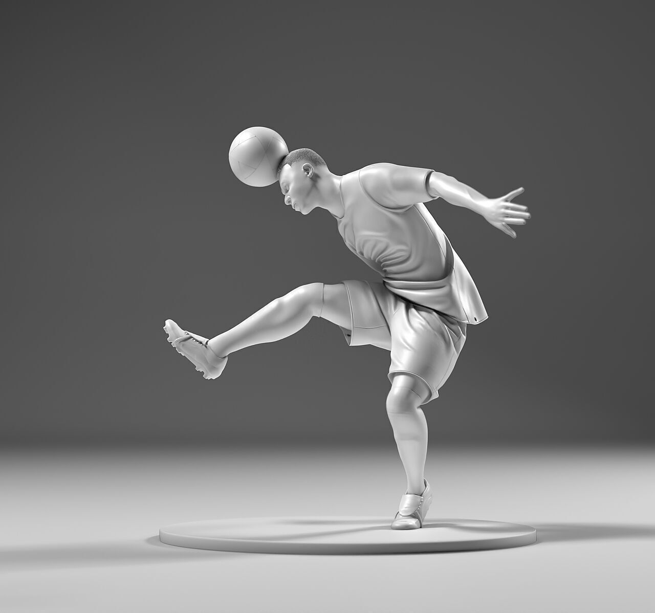 Footballer 05 HeadStrike 01 Stl 3D print model_3