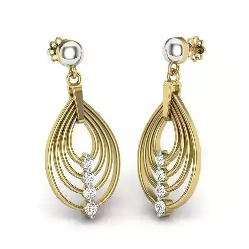 Printable 3D Jewelry design of Earrings with diamonds