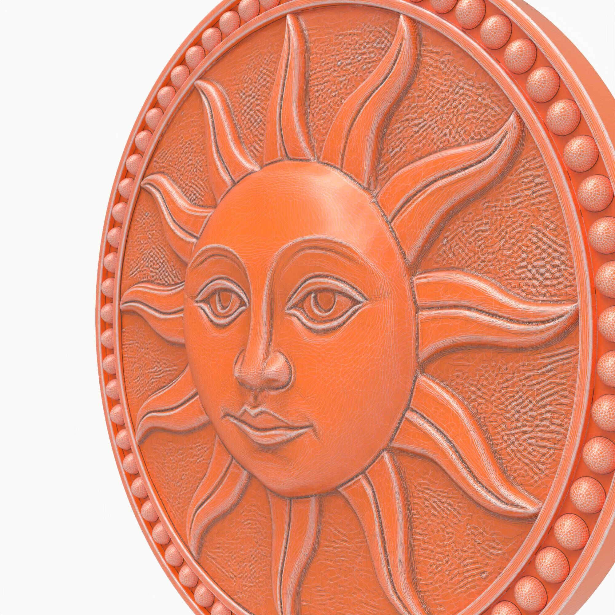 Bohemian Sun Wall Panel Ornamental Sculpture 3D print model_8