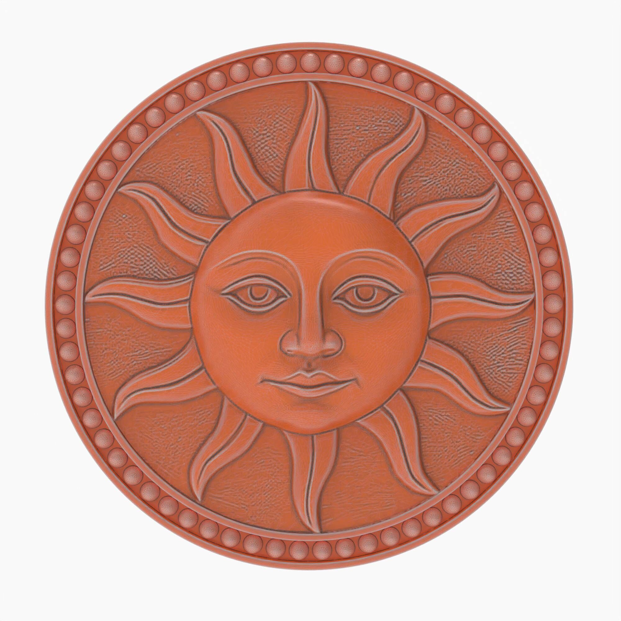 Bohemian Sun Wall Panel Ornamental Sculpture 3D print model_1