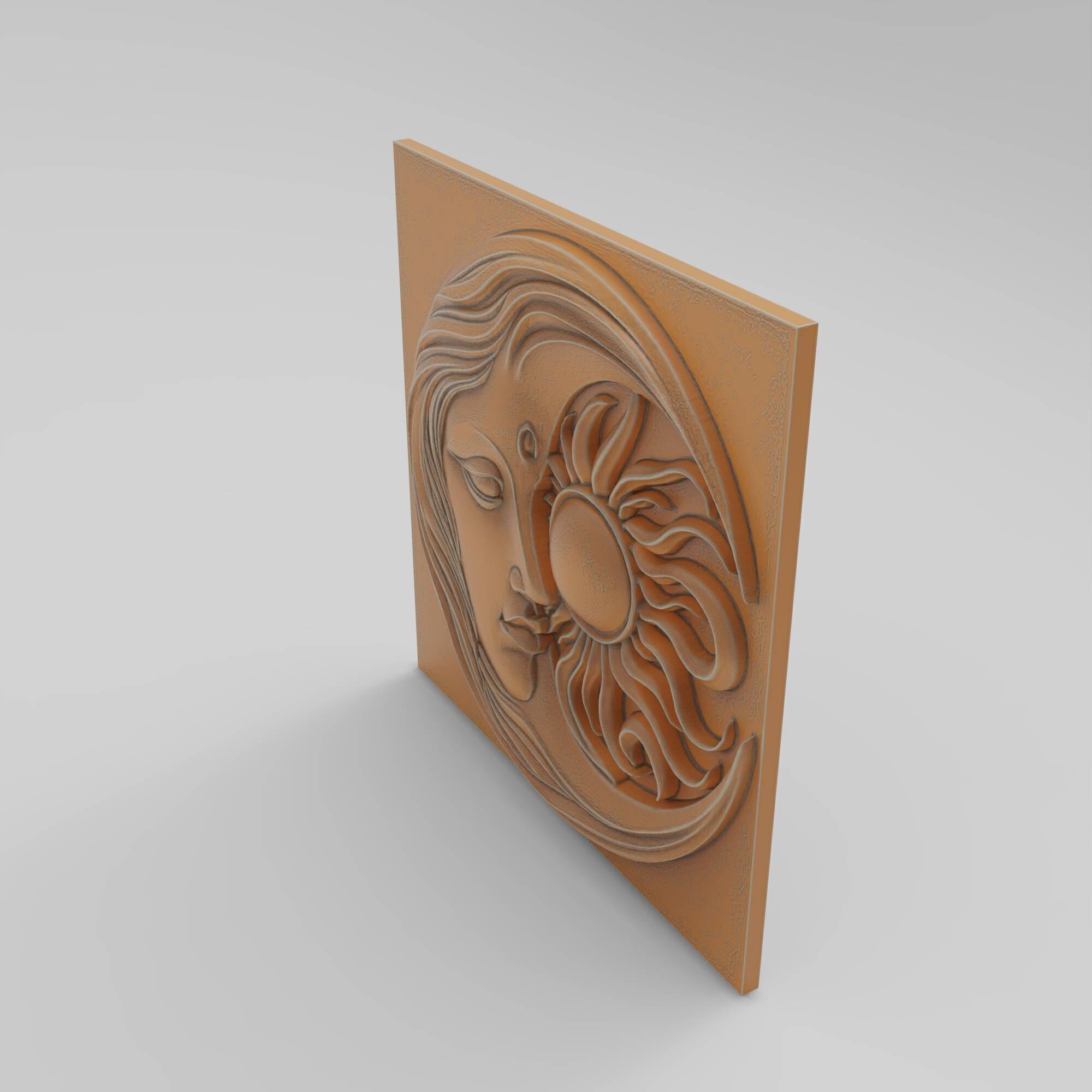 Sun And Moon Wall Art Bohemian Square Medallion Panel DIY 3D print model_3