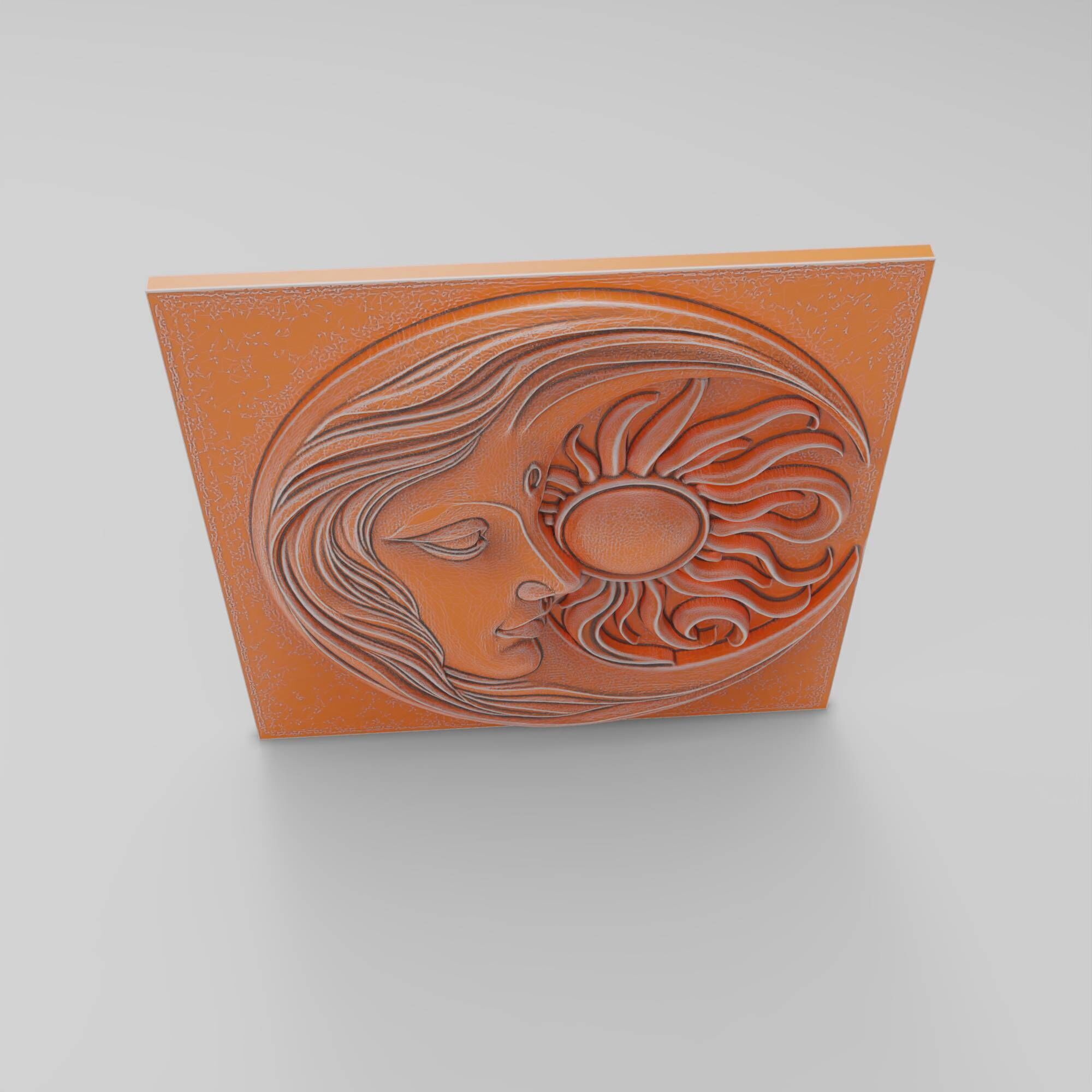 Sun And Moon Wall Art Bohemian Square Medallion Panel DIY 3D print model_4