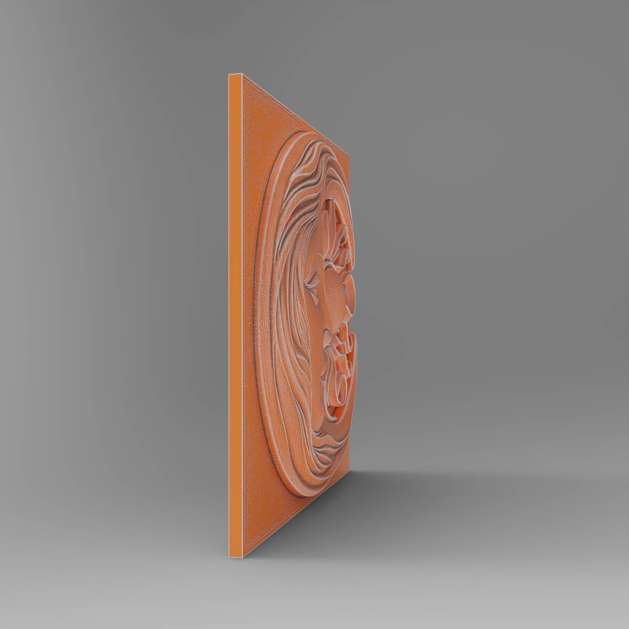 Sun And Moon Wall Art Bohemian Square Medallion Panel DIY 3D print model_5