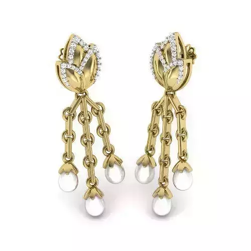 Printable 3D Jewelry design of Earrings with diamonds