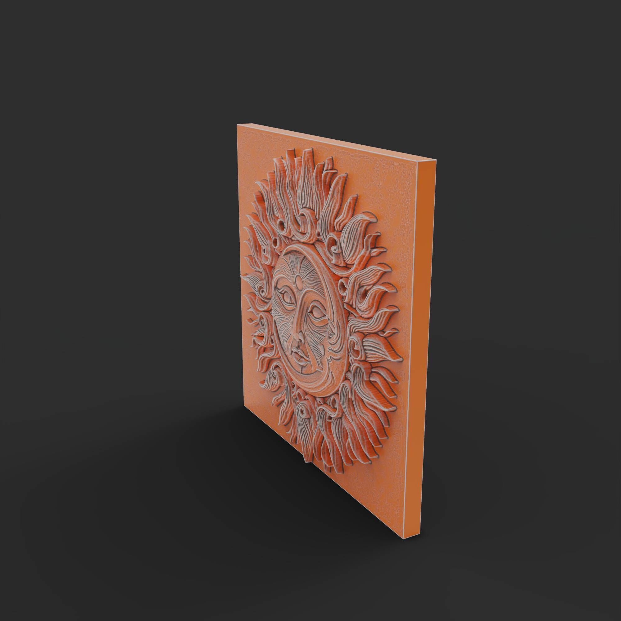 Sun And Moon Wall Art Medallion Home Decor Boho Architectural 3D print model_2