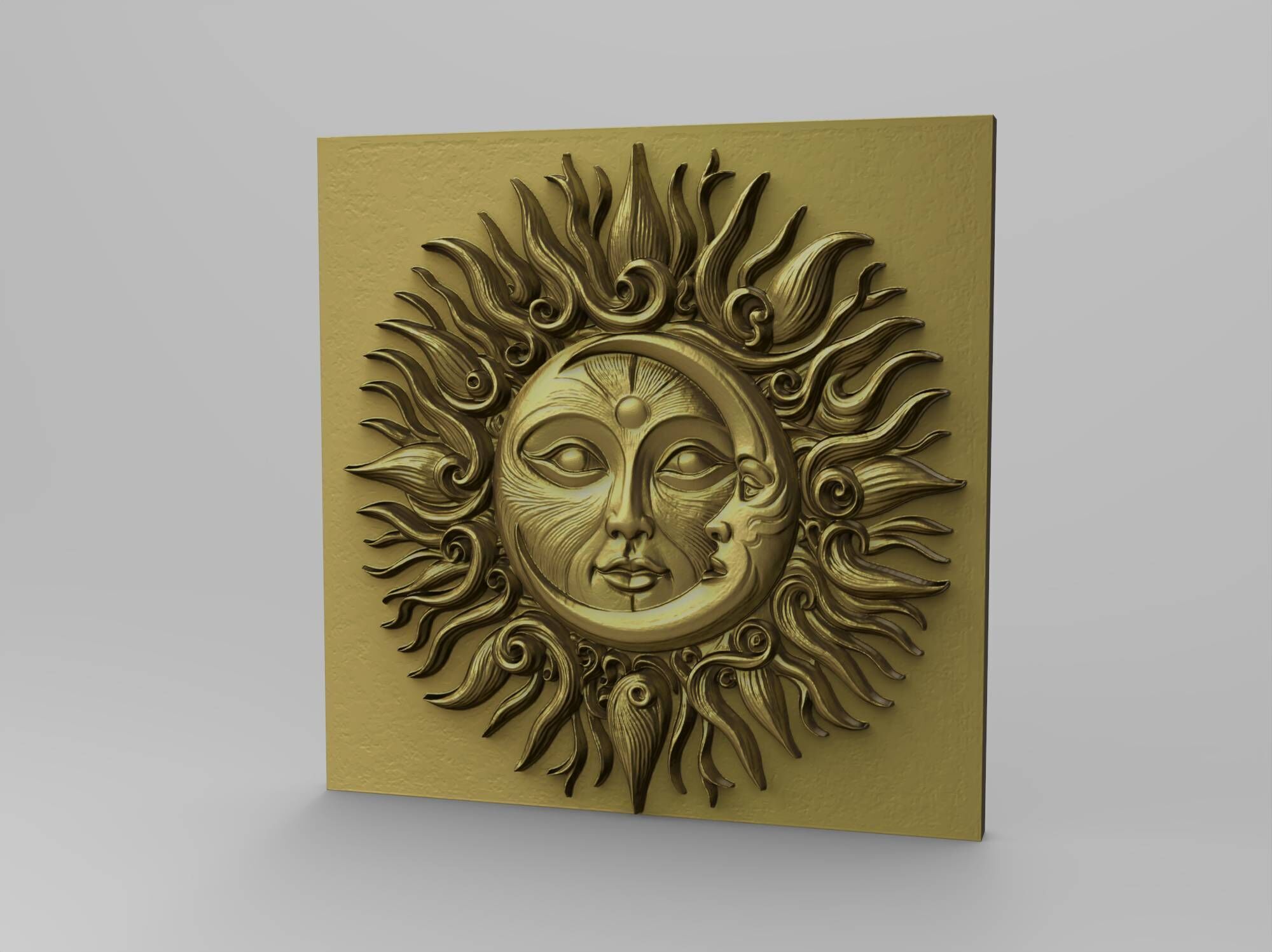 Sun And Moon Wall Art Medallion Home Decor Boho Architectural 3D print model_6