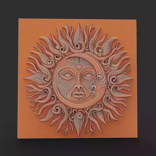 Sun And Moon Wall Art Medallion Home Decor Boho Architectural 3D print model