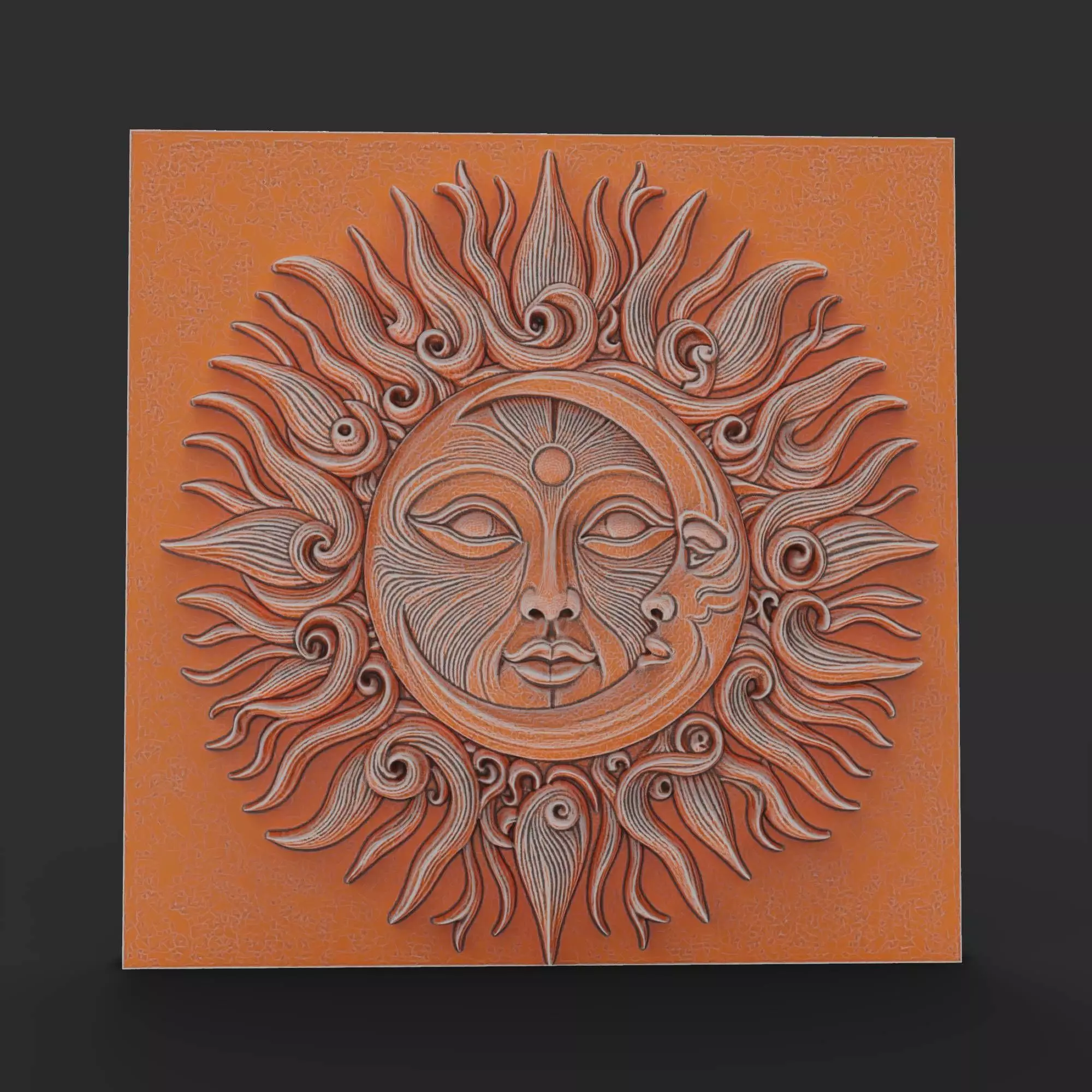 Sun And Moon Wall Art Medallion Home Decor Boho Architectural 3D print model_0