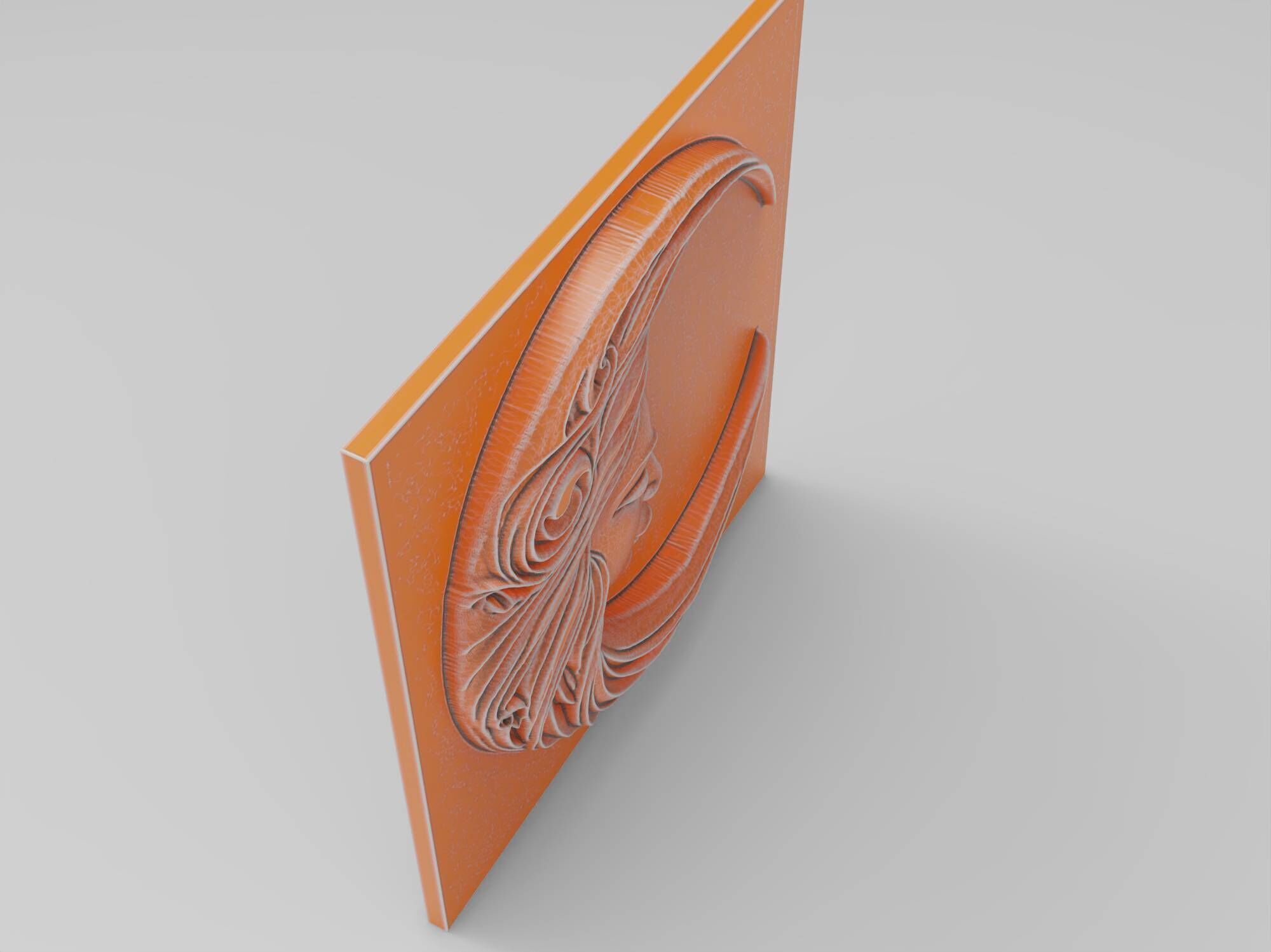 Moon Face Square Wall Art Plaque Medallion Celestial Bas Relief 3D print model_5