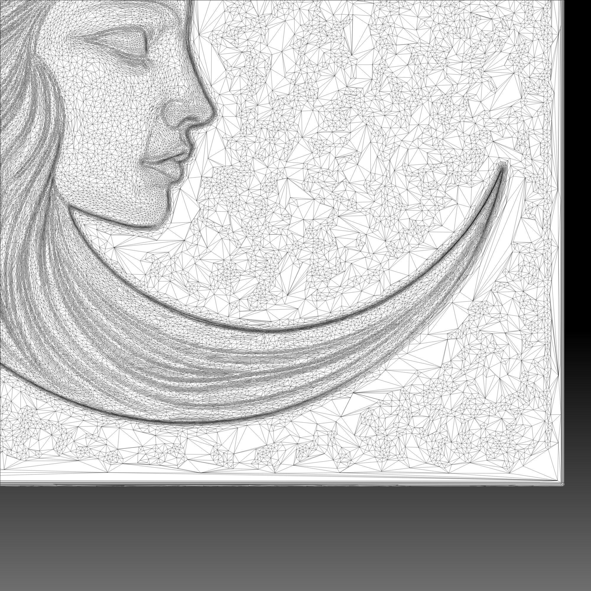 Moon Face Square Wall Art Plaque Medallion Celestial Bas Relief 3D print model_12