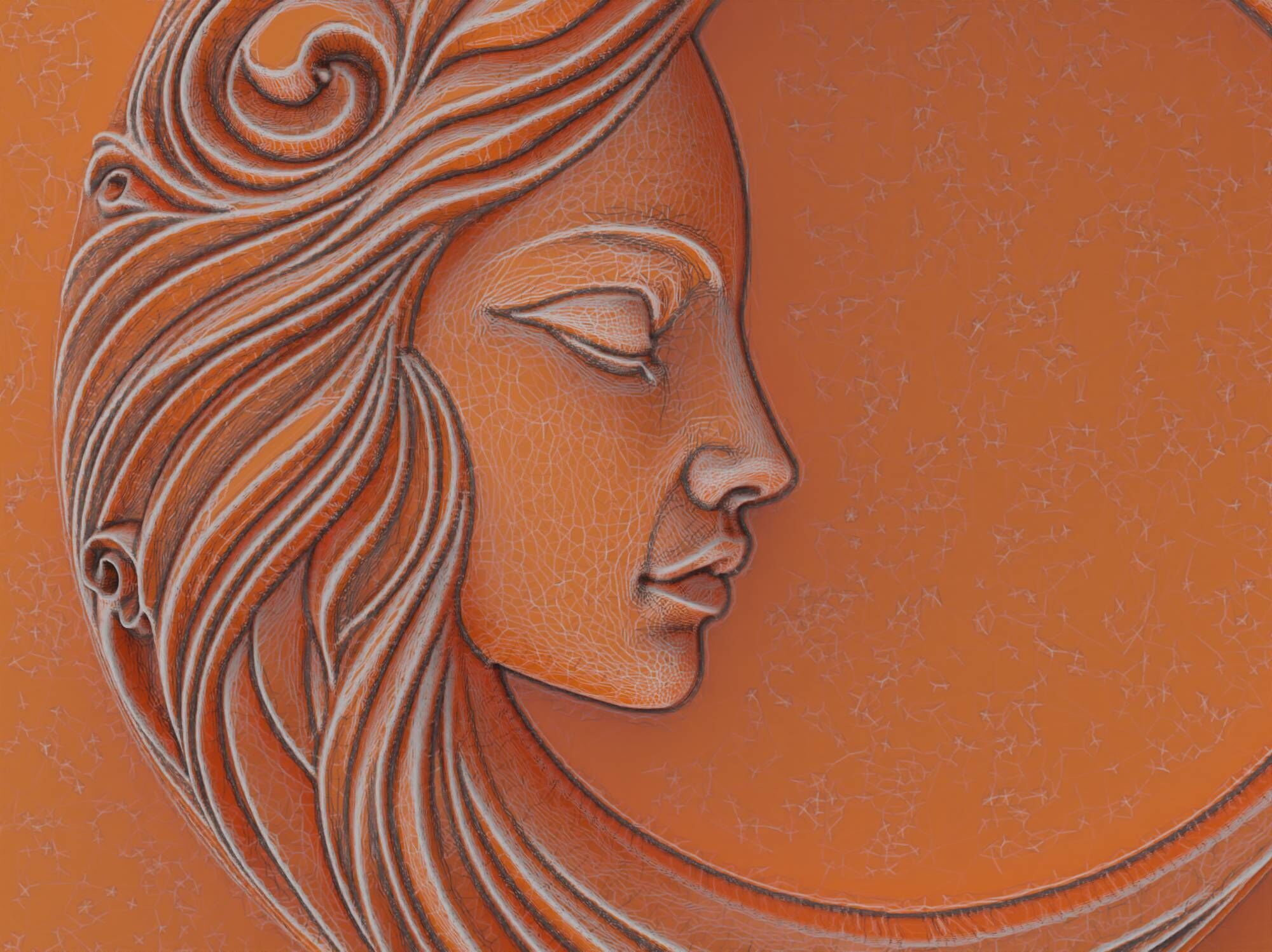 Moon Face Square Wall Art Plaque Medallion Celestial Bas Relief 3D print model_7