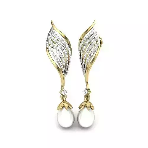 Printable 3D Jewelry design of Earrings with diamonds