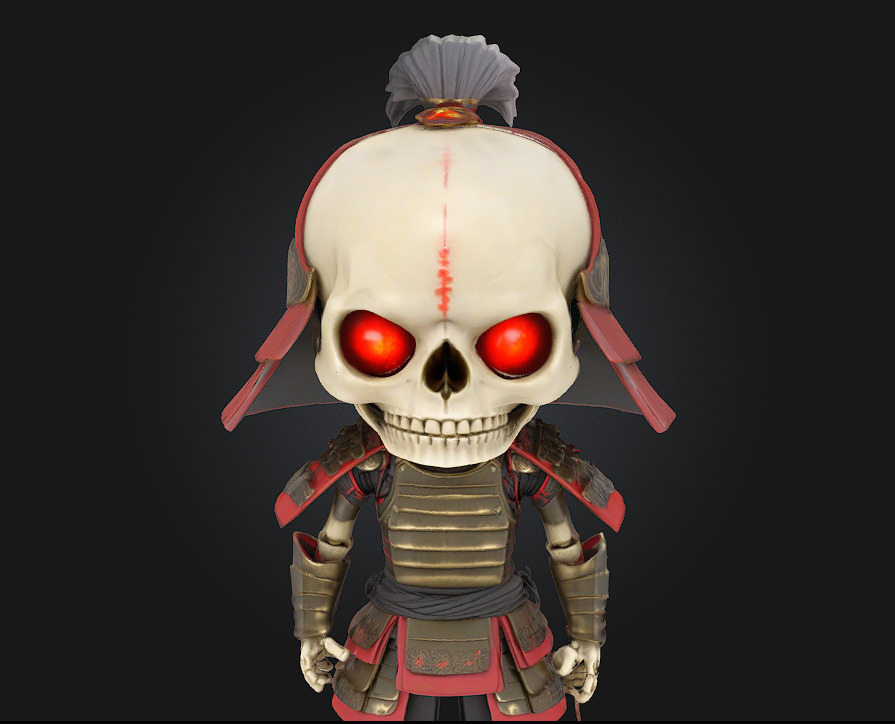 Chibi Samurai Skeleton 3D print model_1